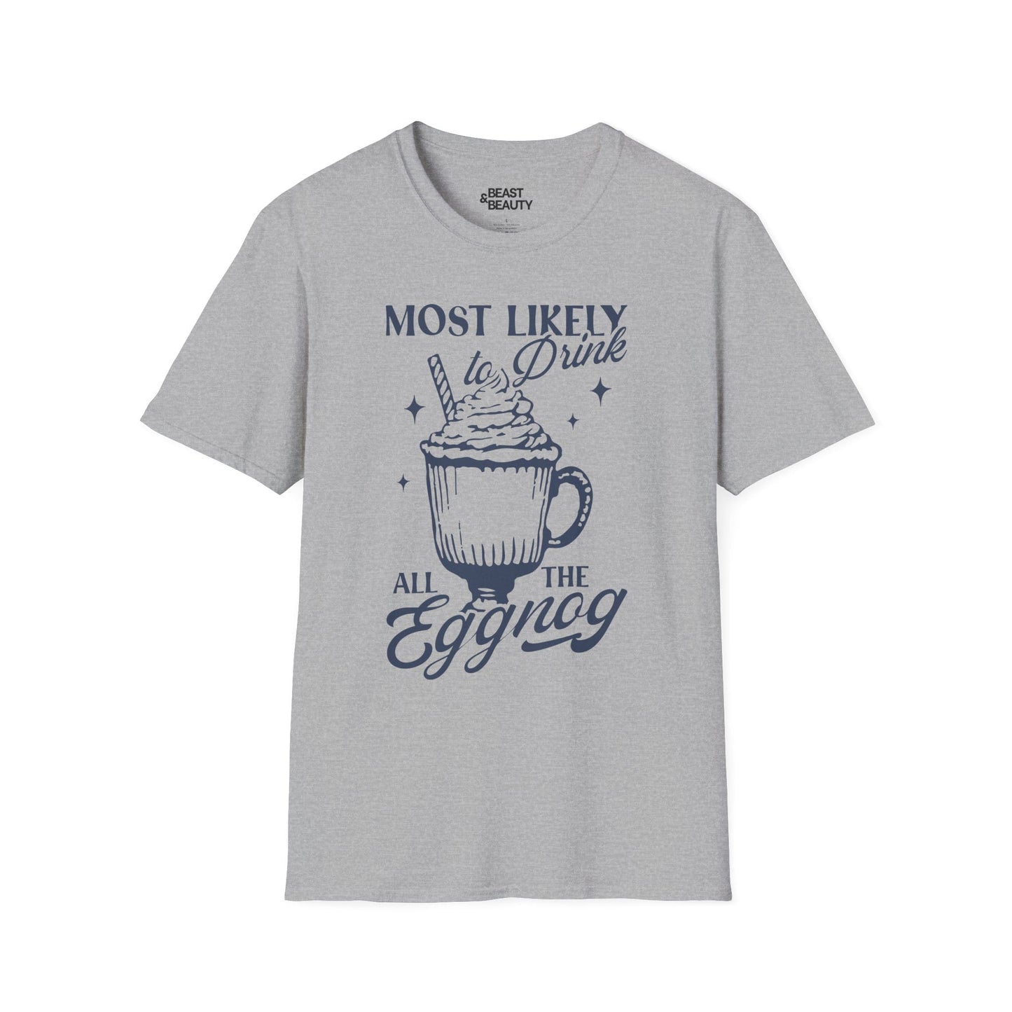 most likely to drink all the eggnog christmas t-shirt sport grey t-shirt uk Christmas gift idea
