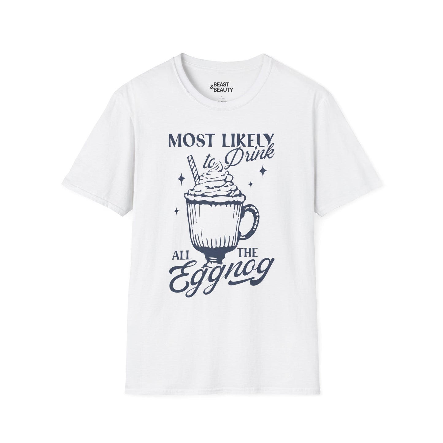 most likely to drink all the eggnog christmas t-shirt white t-shirt uk Christmas gift idea