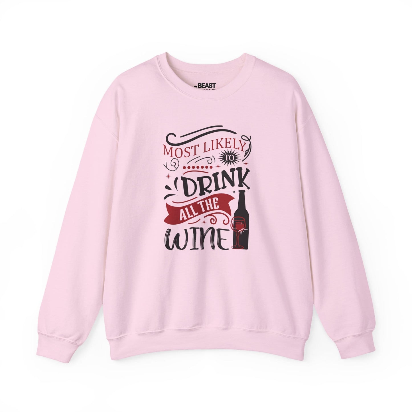 most likely to drink all the wine christmas sweatshirt light pink sweatshirt uk Christmas gift idea