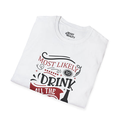 most likely to drink all the wine christmas t-shirt t-shirt uk Christmas gift idea image 6
