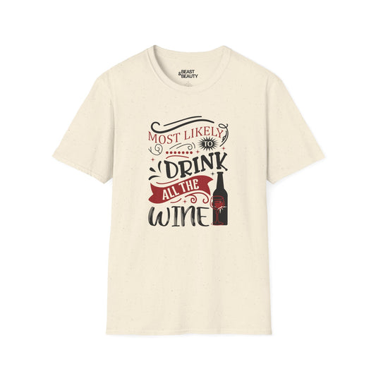 most likely to drink all the wine christmas t-shirt natural t-shirt uk Christmas gift idea