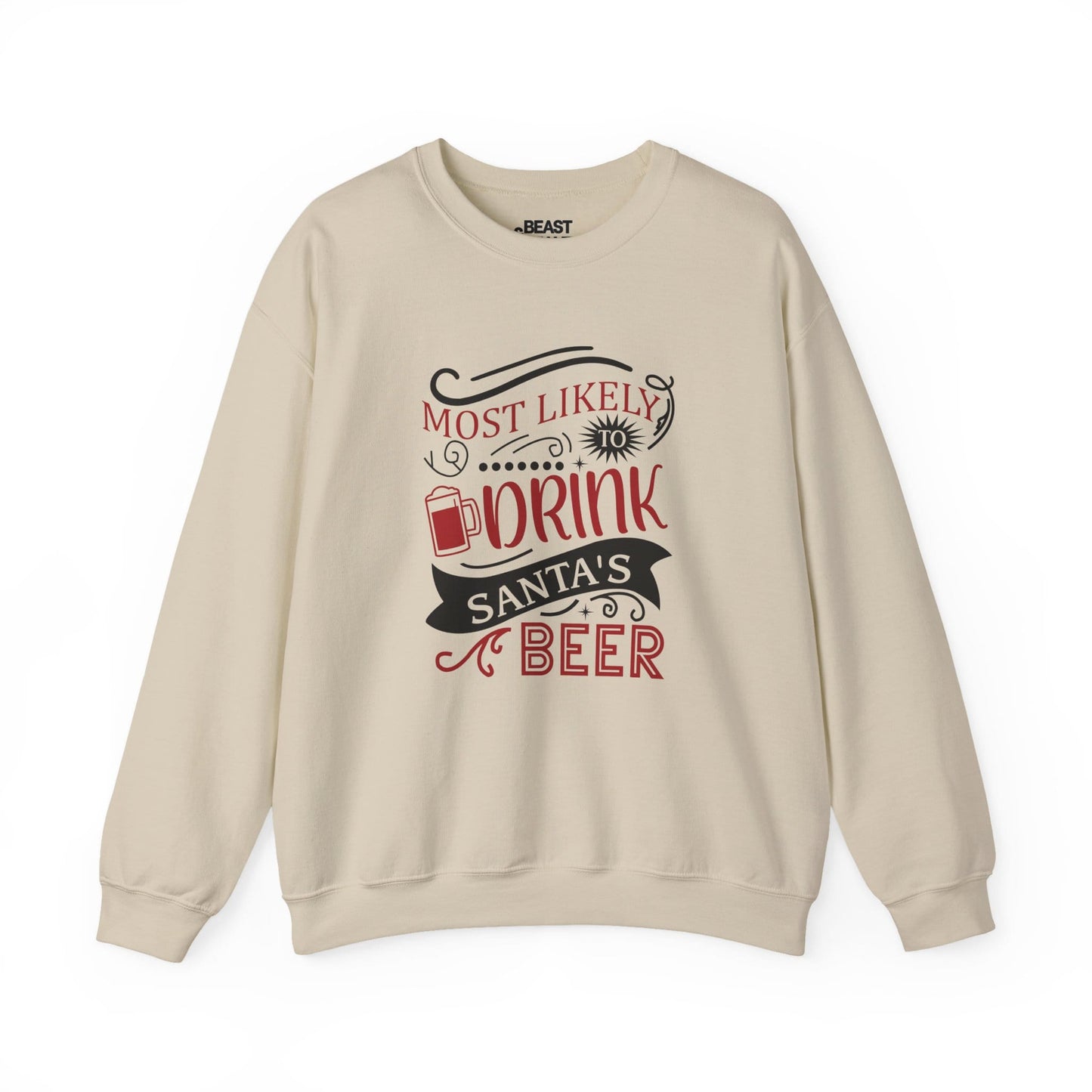 most likely to drink santa s beer christmas sweatshirt sand sweatshirt uk Christmas gift idea