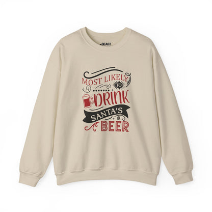 most likely to drink santa s beer christmas sweatshirt sand sweatshirt uk Christmas gift idea