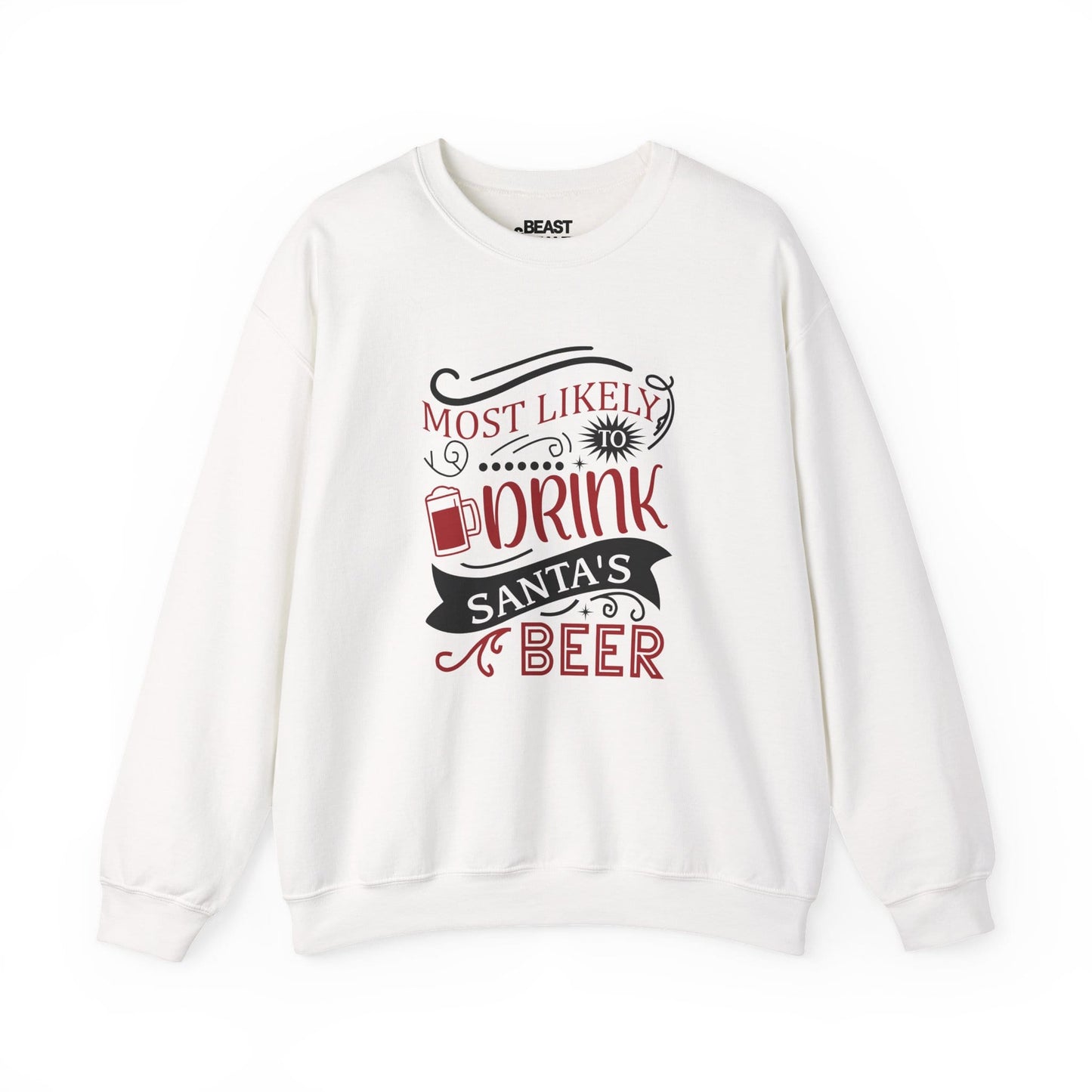 most likely to drink santa s beer christmas sweatshirt white sweatshirt uk Christmas gift idea