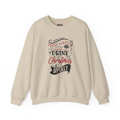 most likely to drink the christmas spirit sweatshirt sand sweatshirt uk Christmas gift idea