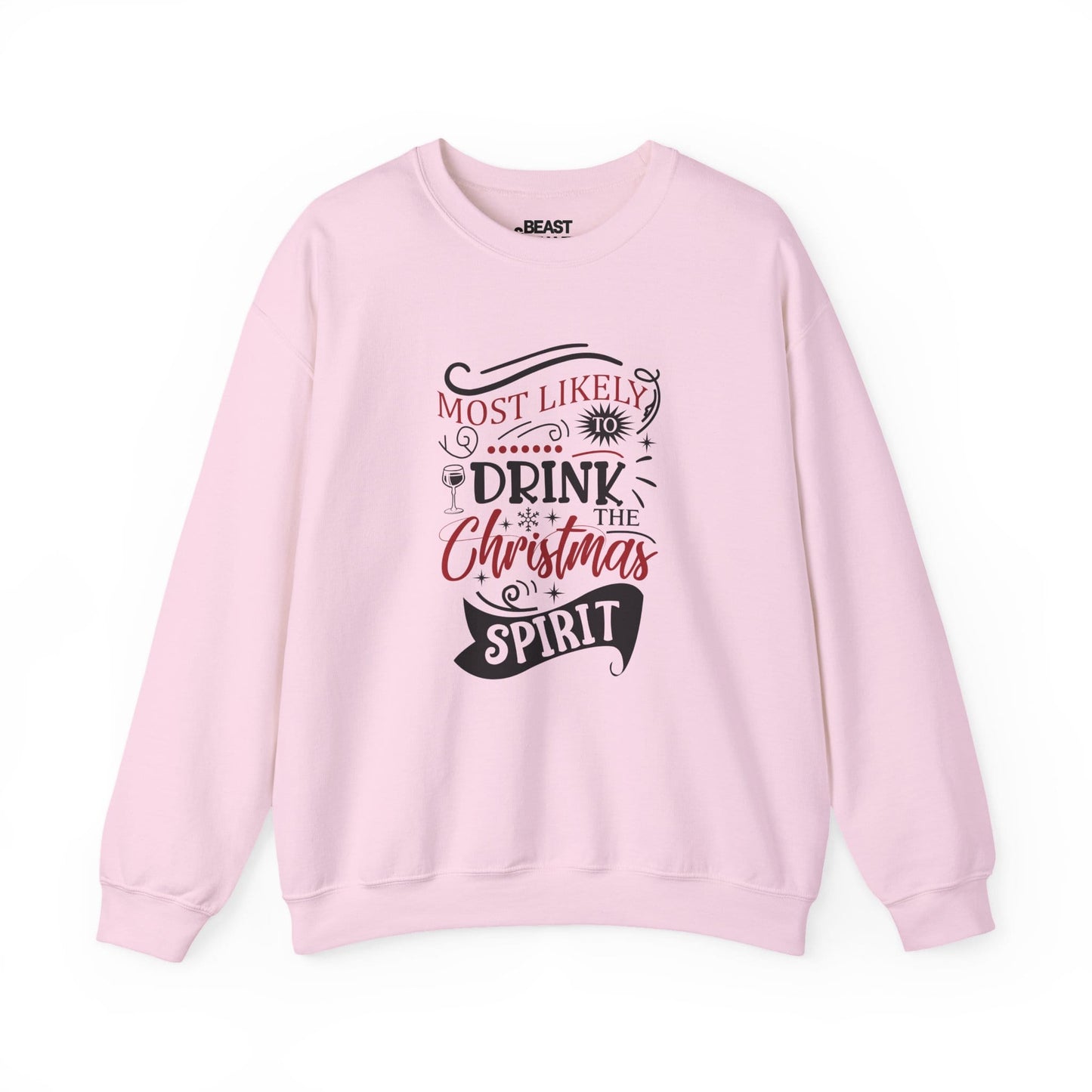 most likely to drink the christmas spirit sweatshirt light pink sweatshirt uk Christmas gift idea
