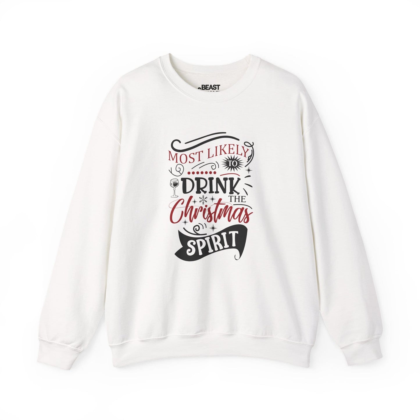most likely to drink the christmas spirit sweatshirt white sweatshirt uk Christmas gift idea