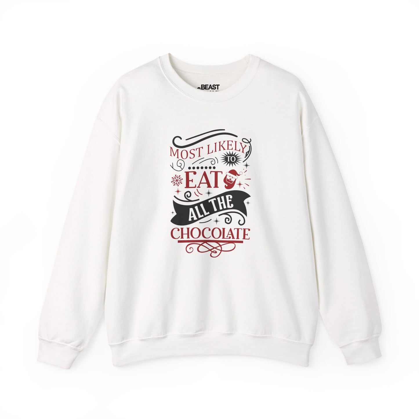 most likely to eat all the chocolate christmas sweatshirt white sweatshirt uk Christmas gift idea