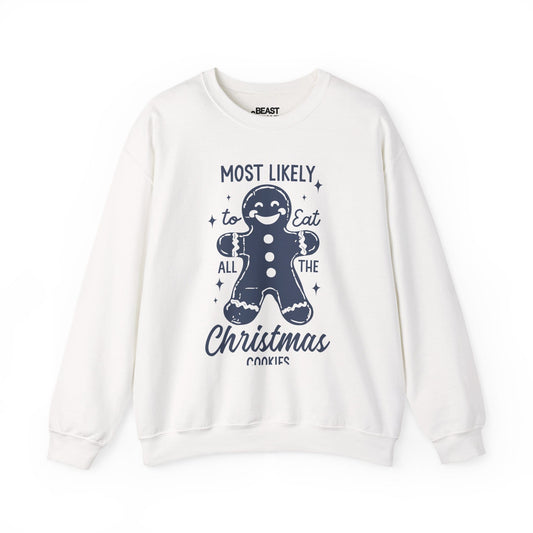 most likely to eat all the christmas cookies sweatshirt white sweatshirt uk Christmas gift idea