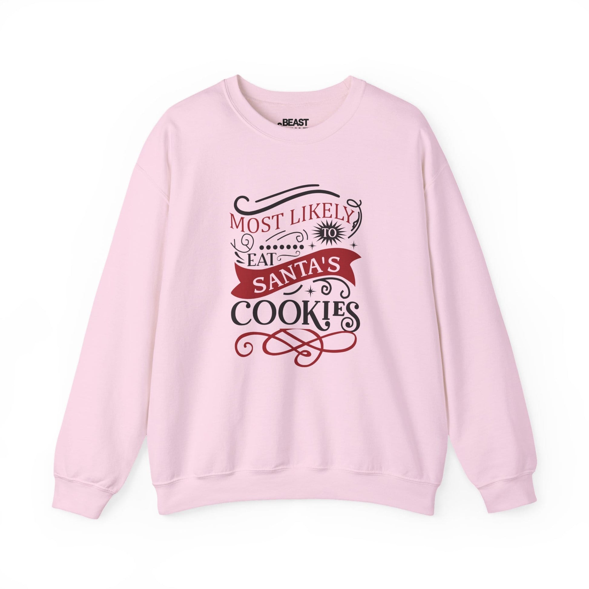 most likely to eat santa s cookies christmas sweatshirt light pink sweatshirt uk Christmas gift idea