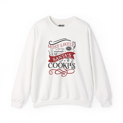 most likely to eat santa s cookies christmas sweatshirt white sweatshirt uk Christmas gift idea