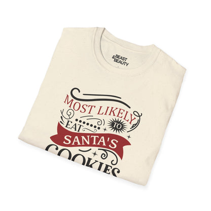 most likely to eat santa s cookies christmas t-shirt t-shirt uk Christmas gift idea image 6