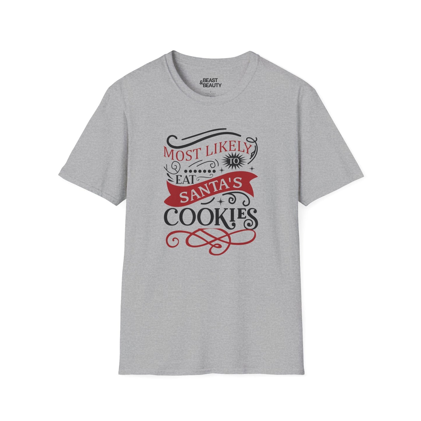 most likely to eat santa s cookies christmas t-shirt sport grey t-shirt uk Christmas gift idea