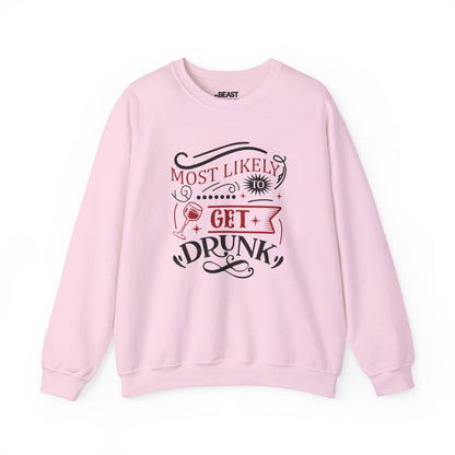 most likely to get drunk christmas sweatshirt light pink sweatshirt uk Christmas gift idea
