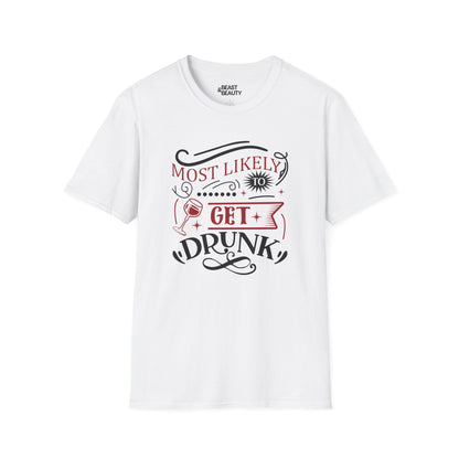 most likely to get drunk christmas t-shirt white t-shirt uk Christmas gift idea