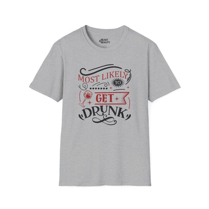 most likely to get drunk christmas t-shirt sport grey t-shirt uk Christmas gift idea