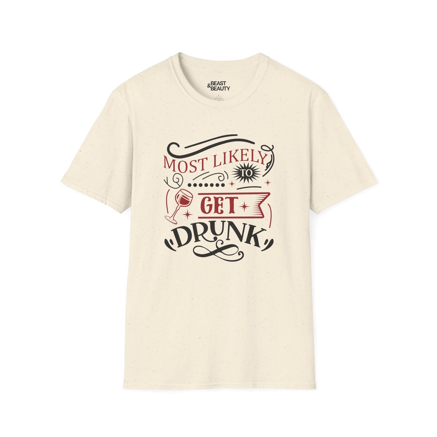 most likely to get drunk christmas t-shirt natural t-shirt uk Christmas gift idea
