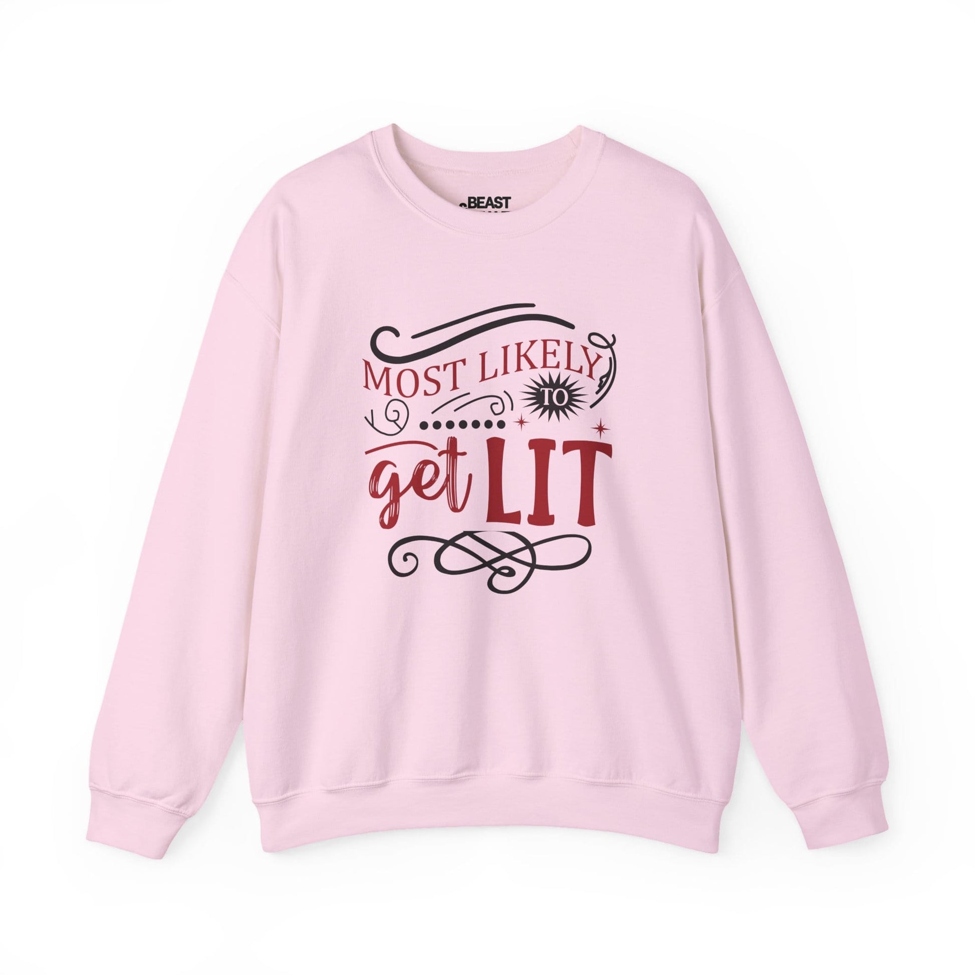 most likely to get lit christmas sweatshirt light pink sweatshirt uk Christmas gift idea