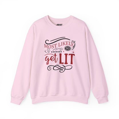 most likely to get lit christmas sweatshirt light pink sweatshirt uk Christmas gift idea