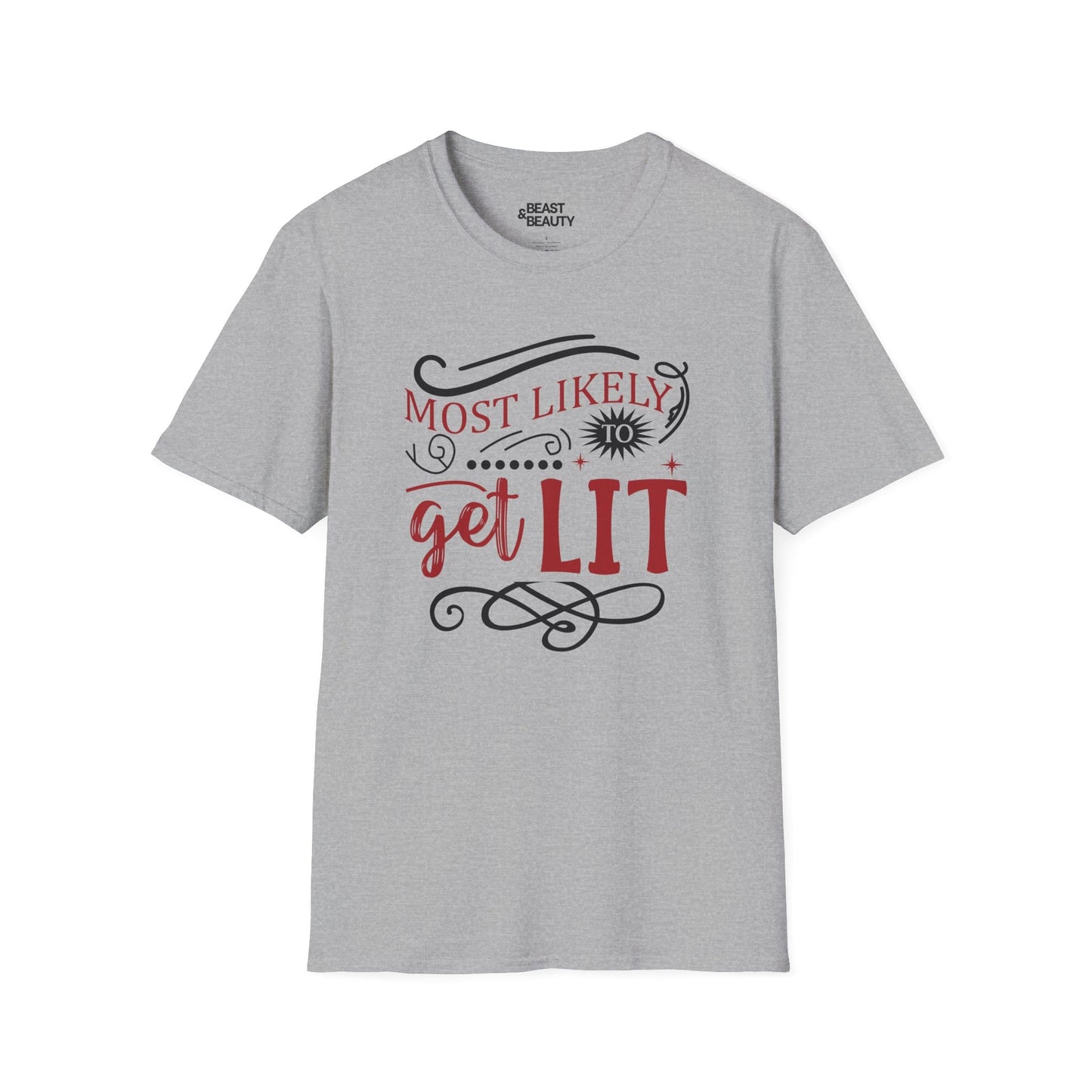 most likely to get lit christmas t-shirt sport grey t-shirt uk Christmas gift idea