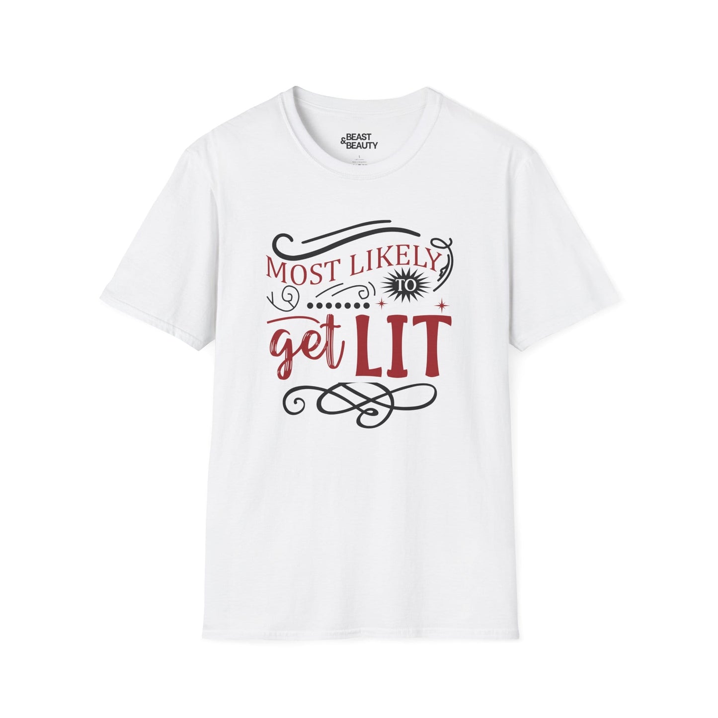 most likely to get lit christmas t-shirt white t-shirt uk Christmas gift idea