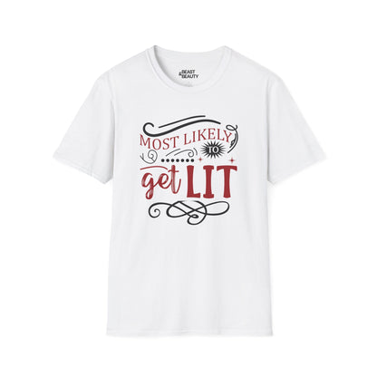 most likely to get lit christmas t-shirt white t-shirt uk Christmas gift idea