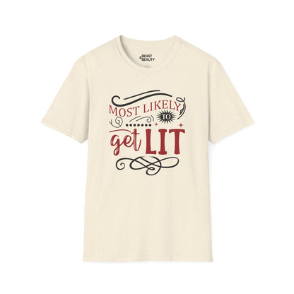 most likely to get lit christmas t-shirt natural t-shirt uk Christmas gift idea