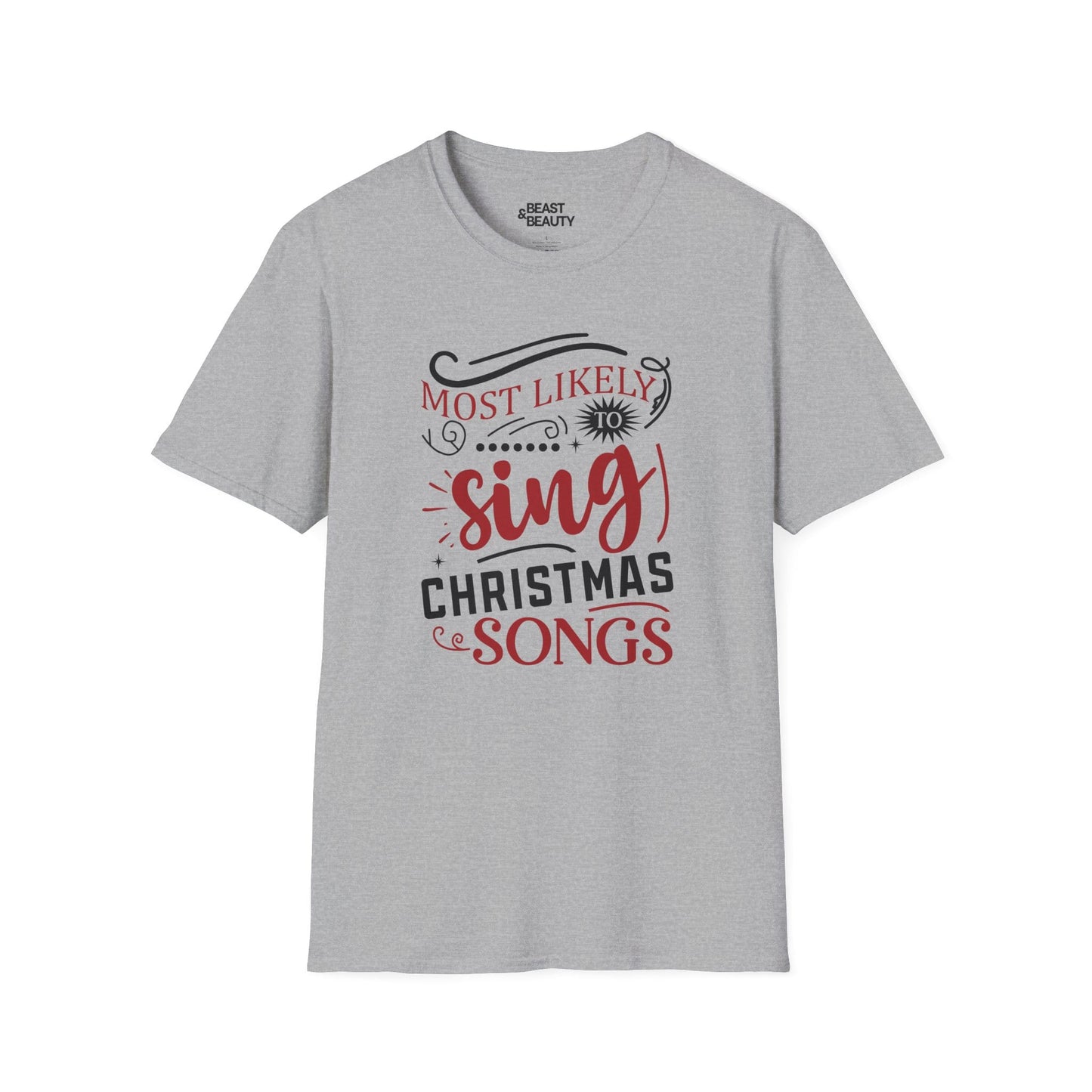 most likely to sing christmas songs t-shirt sport grey t-shirt uk Christmas gift idea