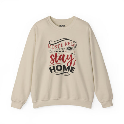 most likely to stay home christmas sweatshirt sand sweatshirt uk Christmas gift idea