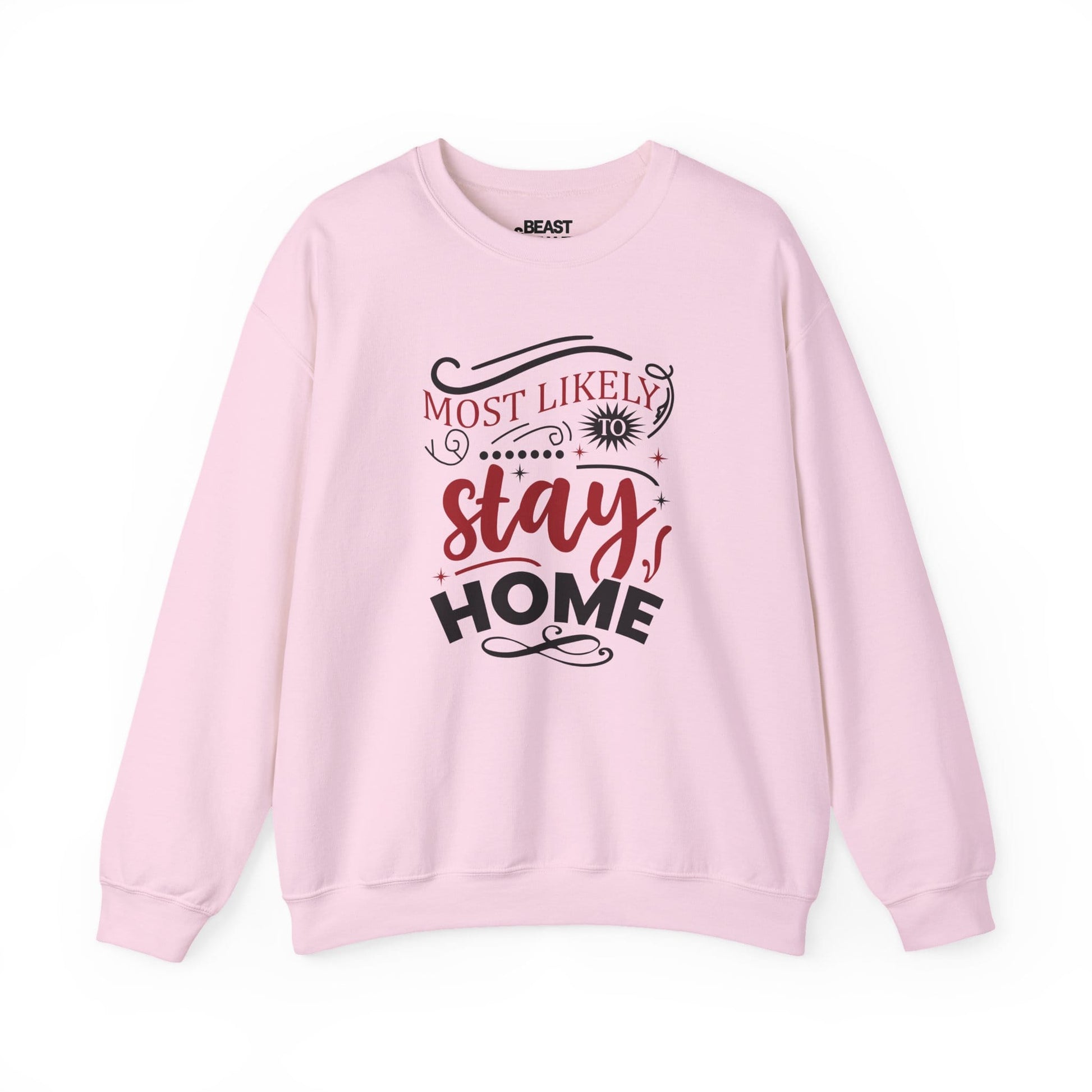 most likely to stay home christmas sweatshirt light pink sweatshirt uk Christmas gift idea