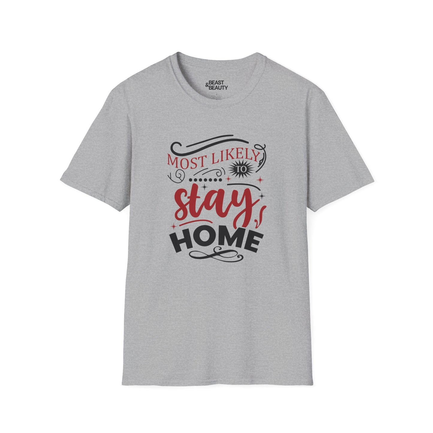 most likely to stay home christmas t-shirt sport grey t-shirt uk Christmas gift idea