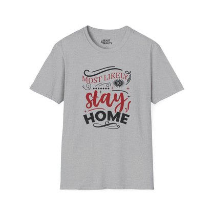 most likely to stay home christmas t-shirt sport grey t-shirt uk Christmas gift idea