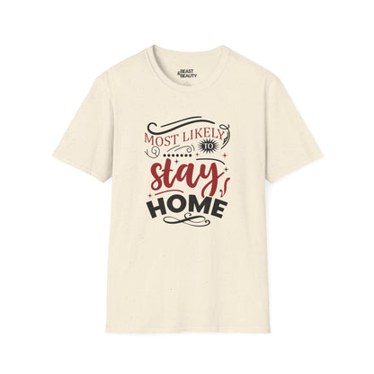 most likely to stay home christmas t-shirt natural t-shirt uk Christmas gift idea