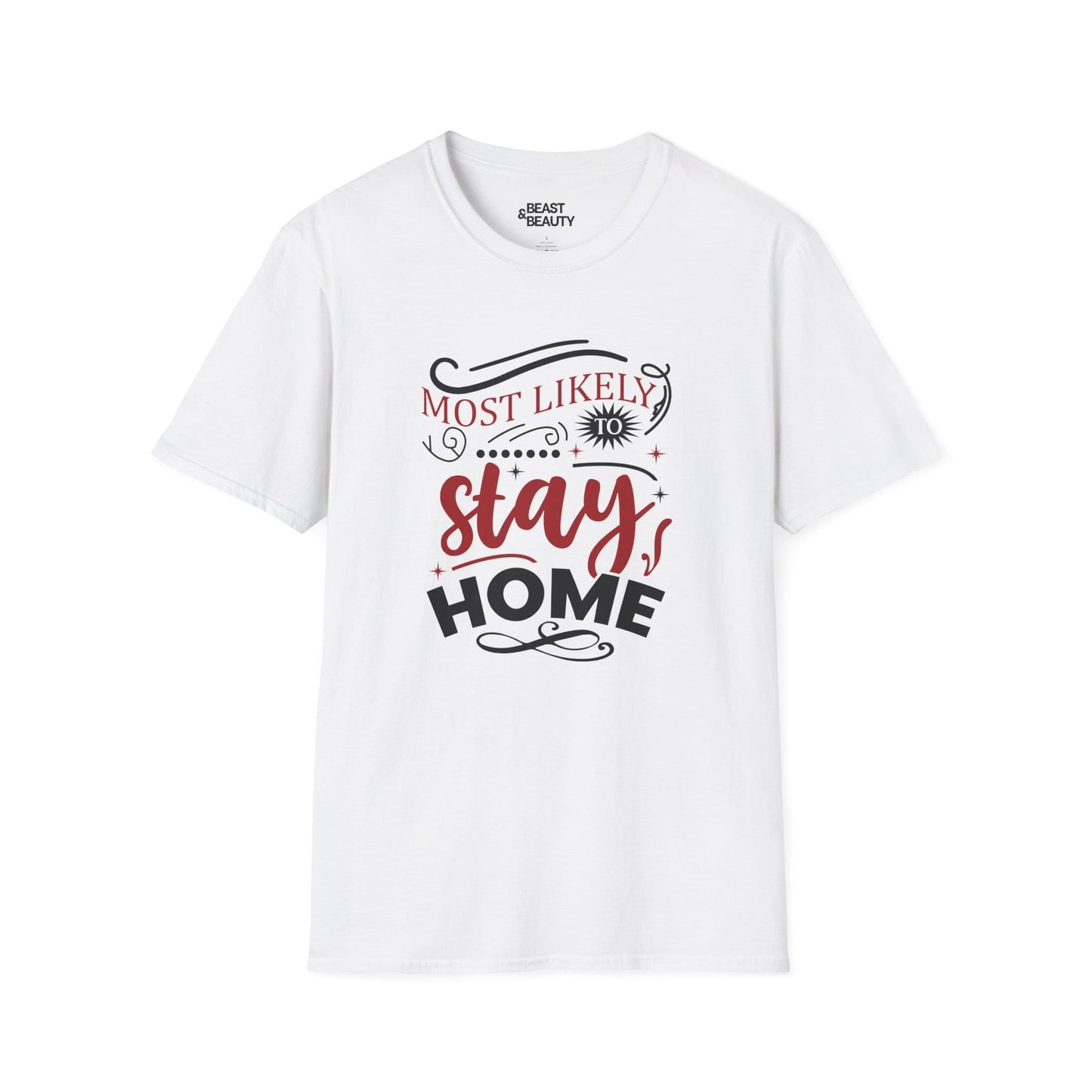most likely to stay home christmas t-shirt white t-shirt uk Christmas gift idea