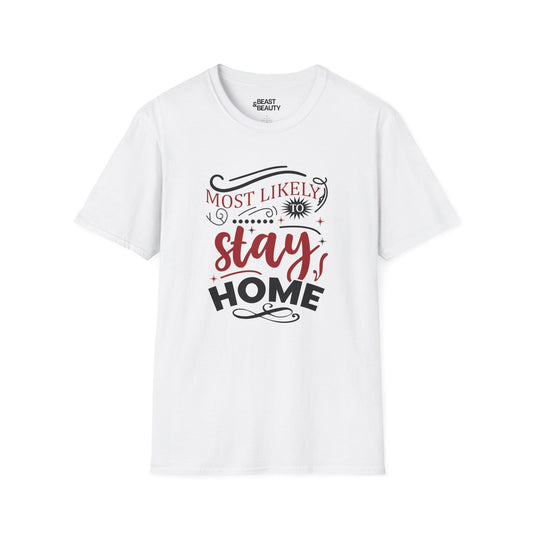 most likely to stay home christmas t-shirt white t-shirt uk Christmas gift idea