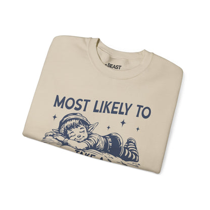 most likely to take a christmas nap sweatshirt sweatshirt uk Christmas gift idea image 4