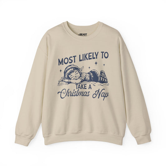 most likely to take a christmas nap sweatshirt sand sweatshirt uk Christmas gift idea