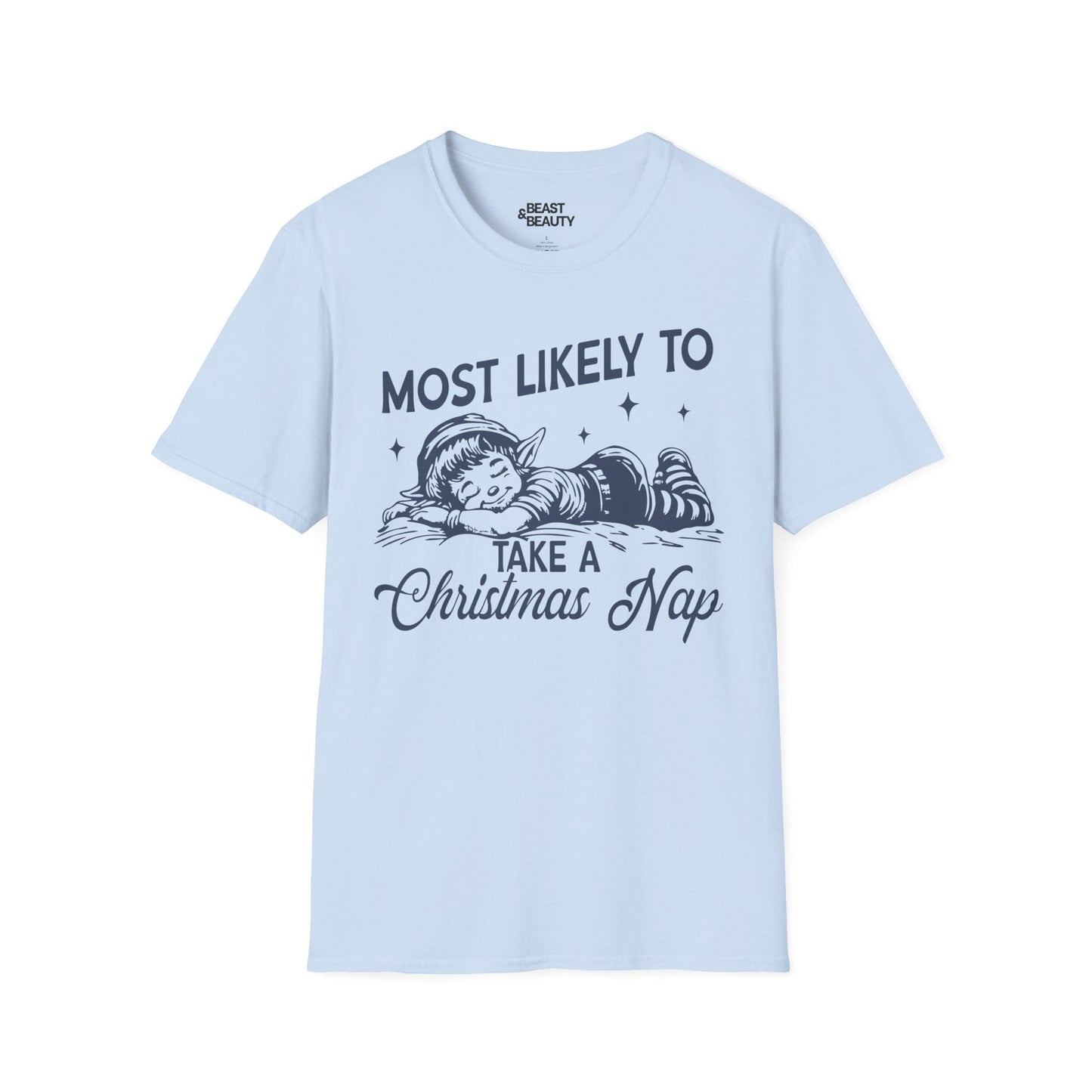 most likely to take a christmas nap t-shirt light blue t-shirt uk Christmas gift idea