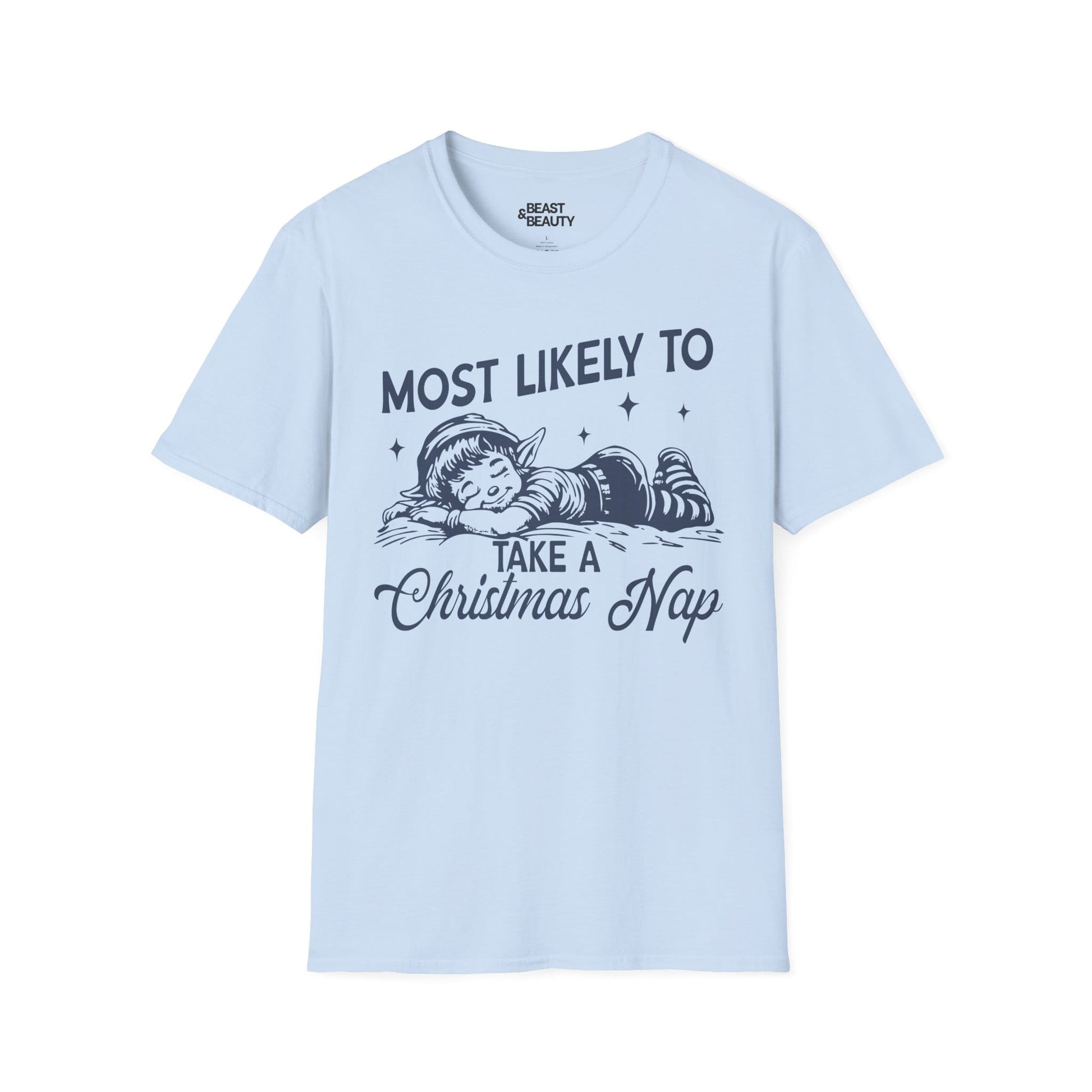 most likely to take a christmas nap t-shirt light blue t-shirt uk Christmas gift idea