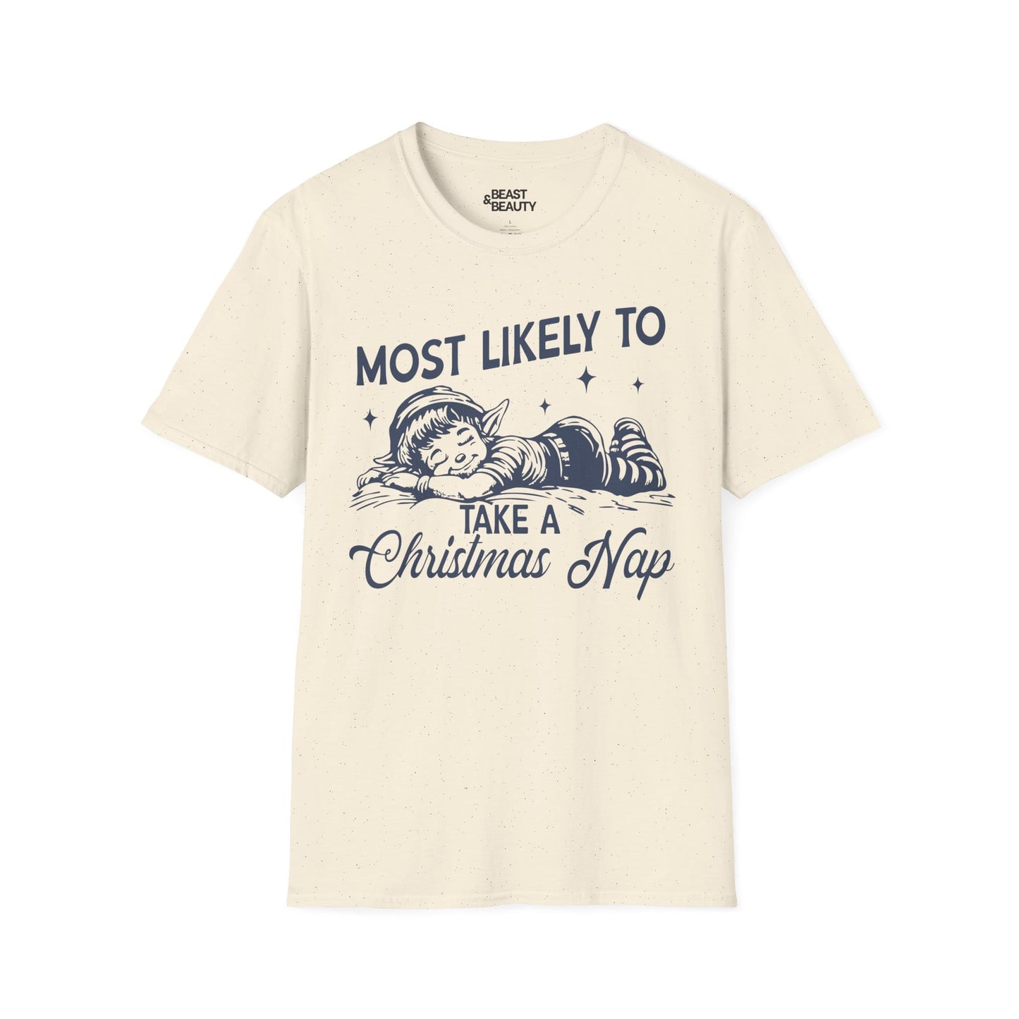 most likely to take a christmas nap t-shirt natural t-shirt uk Christmas gift idea