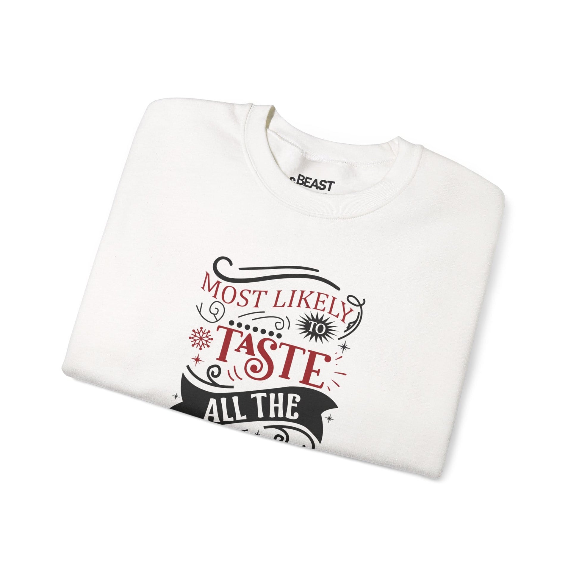 most likely to taste all the wine & food christmas sweatshirt sweatshirt uk Christmas gift idea image 4