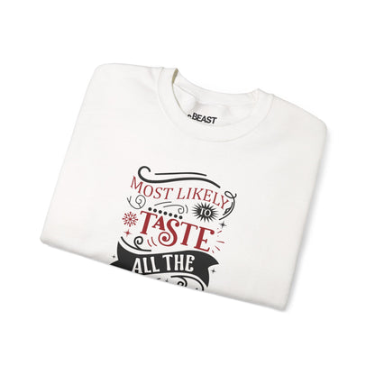 most likely to taste all the wine & food christmas sweatshirt sweatshirt uk Christmas gift idea image 4