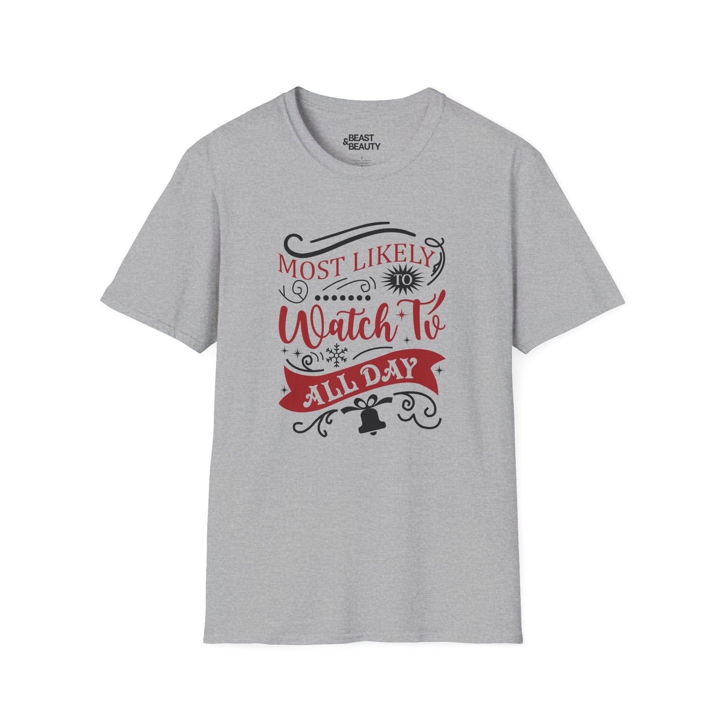 most likely to watch tv all day t-shirt sport grey t-shirt uk Christmas gift idea