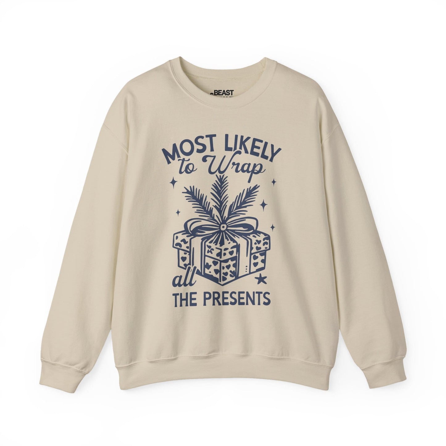 most likely to wrap all the presents christmas sweatshirt sand sweatshirt uk Christmas gift idea