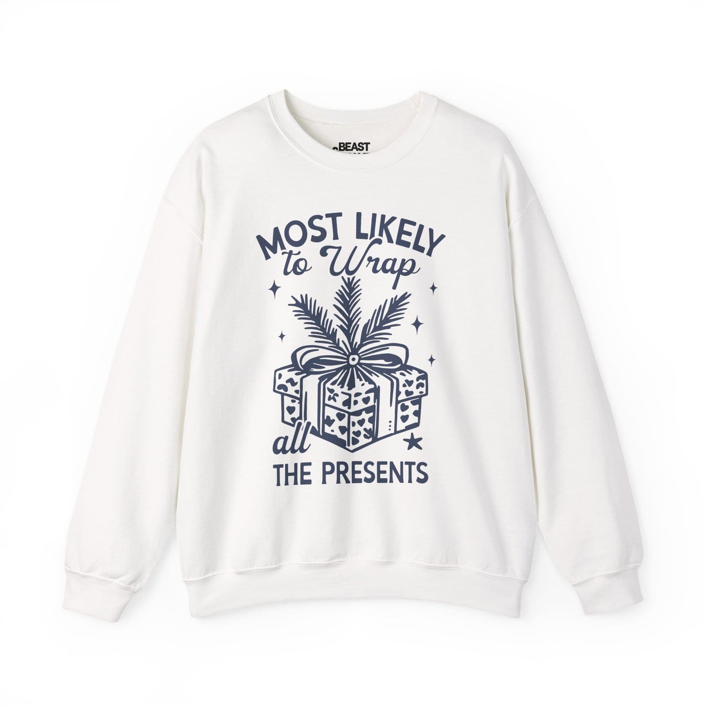 most likely to wrap all the presents christmas sweatshirt white sweatshirt uk Christmas gift idea