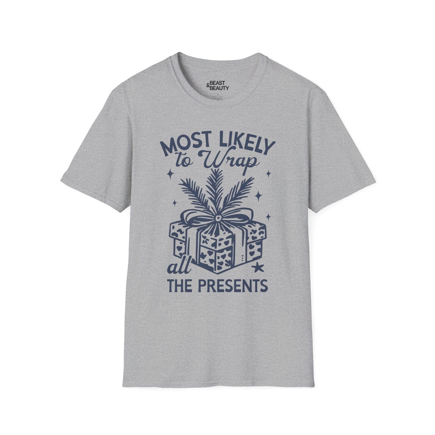 most likely to wrap all the presents christmas t-shirt sport grey t-shirt uk Christmas gift idea