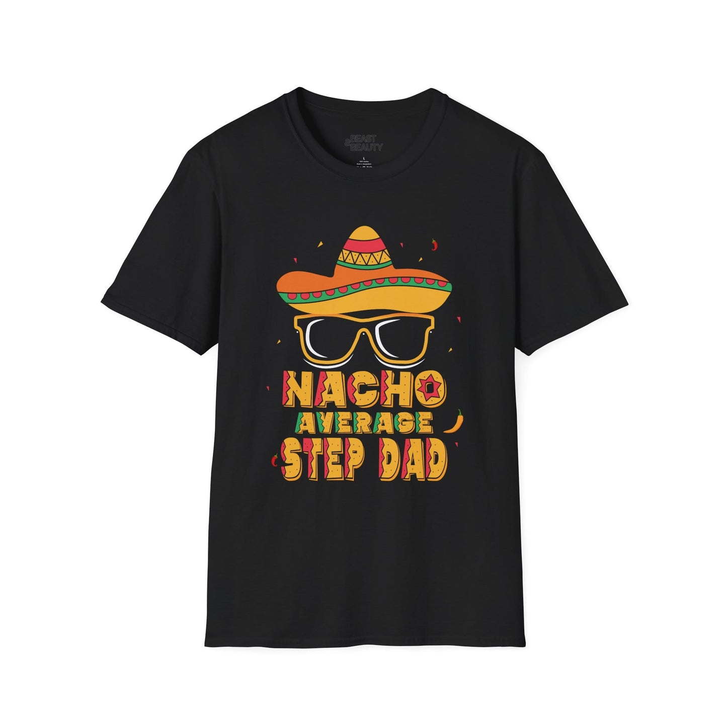 nacho average step dad t-shirt black t-shirt uk Father's Day gift idea