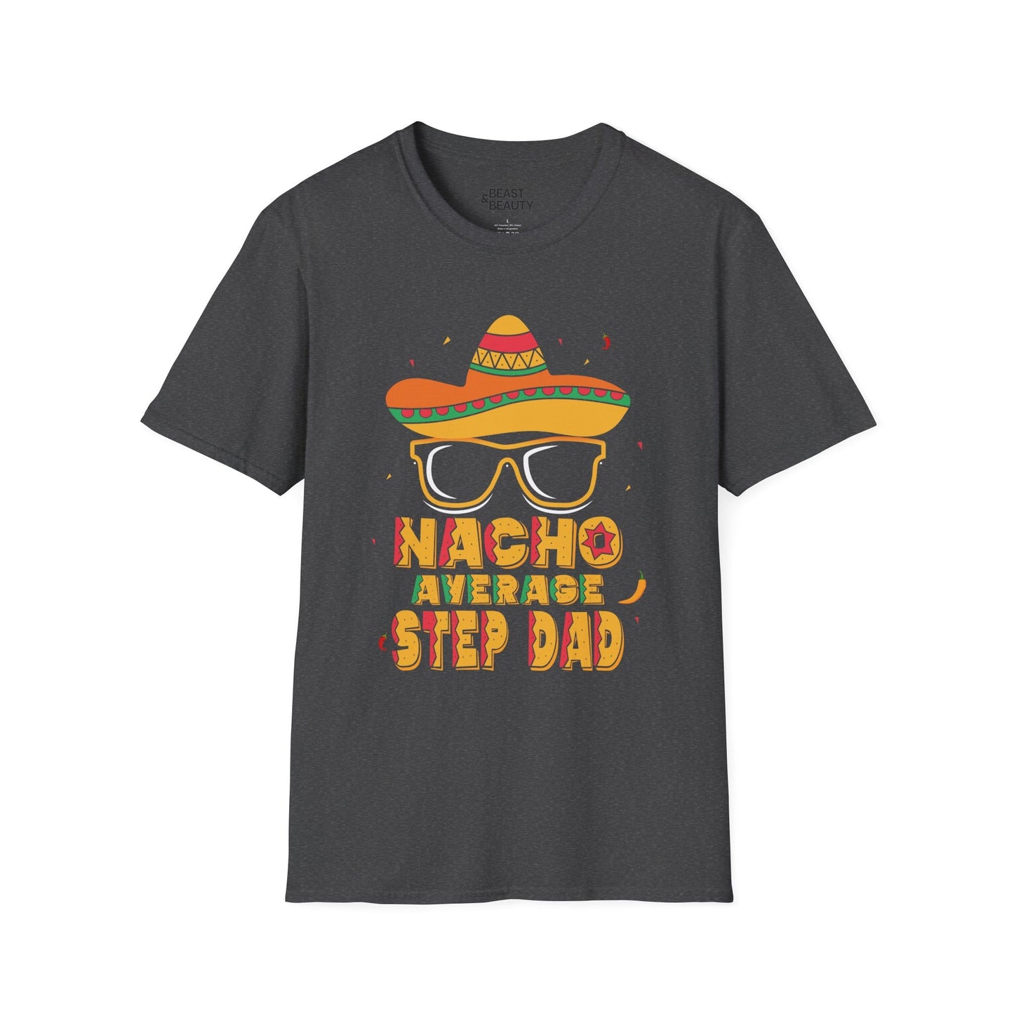 nacho average step dad t-shirt dark heather t-shirt uk Father's Day gift idea