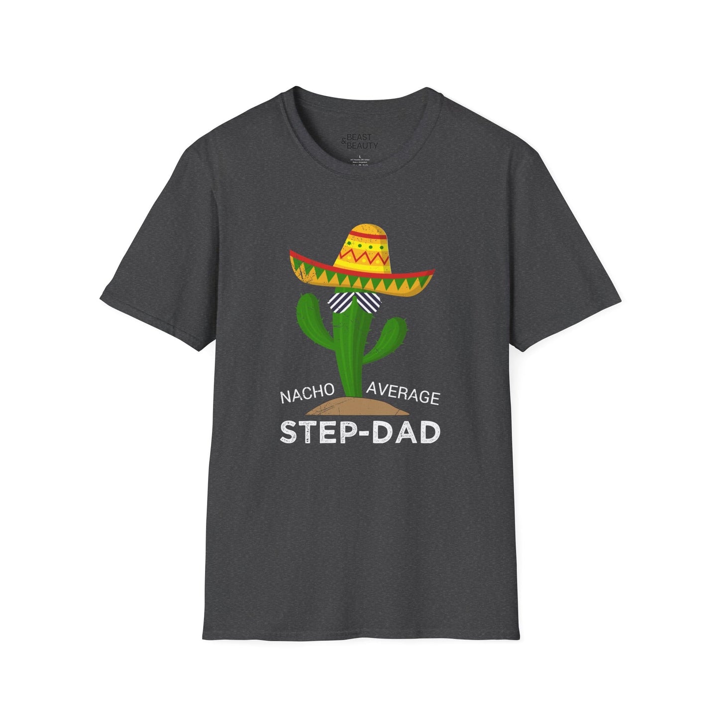 nacho average step-dad t-shirt dark heather t-shirt uk Father's Day gift idea