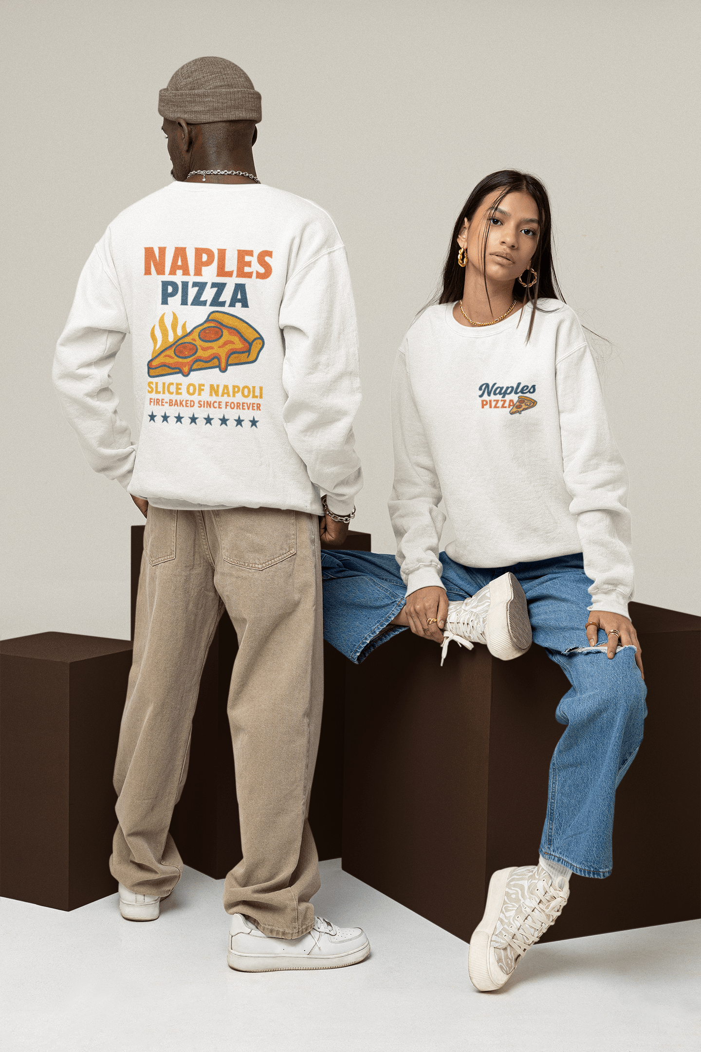 Naples Pizza T-Shirt – Slice of Napoli Retro Streetwear S (Adult) / Sweatshirt gift_idea unique_gift personalised_gift
